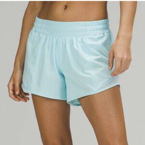 Lululemon Hotty Hot Short *Long 4" Icing Blue Swift Ultra Liner Low Rise Size 4
